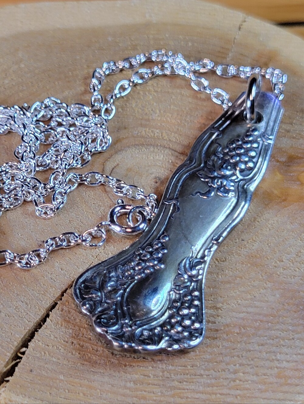Silver Plated Spoon Pendant - Vintage-Inspired Silver Tone Necklace 18" Long